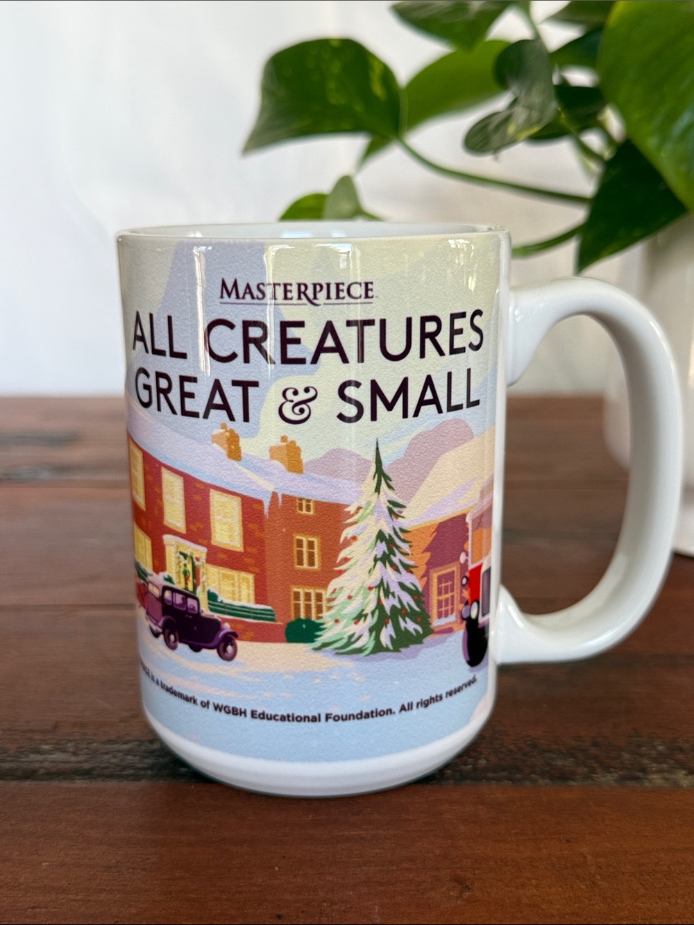 All Creatures Great & Small White Ceramic Mug with Colorful Winter Art